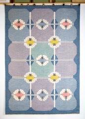 Ingegerd Silow Handwoven Wool Carpet in Rölakan Flatweave Technique