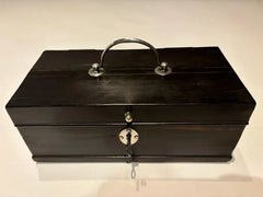 19th Century Dutch Ebony Box With Silver Mounts and Hinges