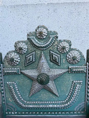 Tramp Art Folk Art Dog Bed With Silver And Blue Paint