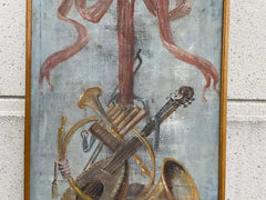 18th Century Italian Trompe L'Oeil Painting On Canvas Of Musical Instruments