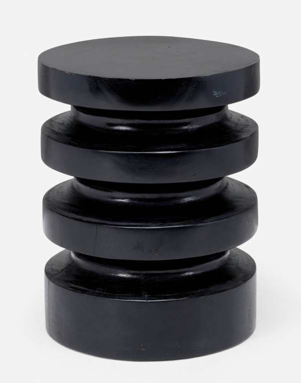 Contemporary Black Lacquered Wood Stool