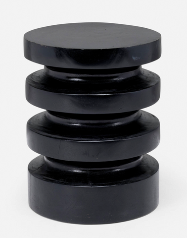 Contemporary Black Lacquered Wood Stool