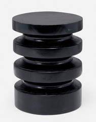 Contemporary Black Lacquered Wood Stool