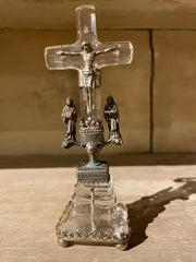 18th Century Italian Baroque Silver and Rock Crystal Crucifix