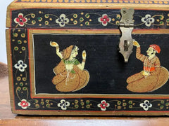 Anglo Indian Decorative Box with Painted Figures of Dancers