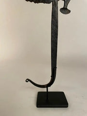 Pair of African Iron Bandaka Hoe Currency, Mounted on Custom Steel Bases