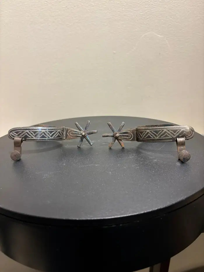 Spanish Colonial Etched Steel Spurs, Circa 1800
