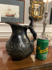 19th Century Italian Grand Tour Bronze Wine Vessel Askos with Panther Handle
