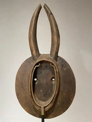 African Goli Style Tribal Mask Mounted on a Custom Steel Base