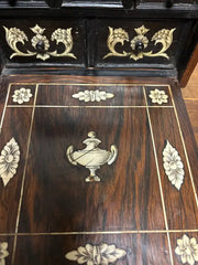17th Century Dutch Baroque Rosewood Chest with Etched Bone Inlay