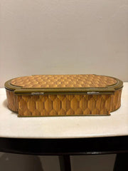 Anglo Indian Diamond Pattern Straw Work Box
