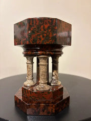 19th Century Italian Hardstone Urn Miniature Font Signed and Dated 1834