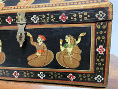 Anglo Indian Decorative Box with Painted Figures of Dancers