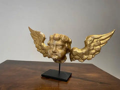 18th Century Italian Gilt Wood Winged Angel Putto