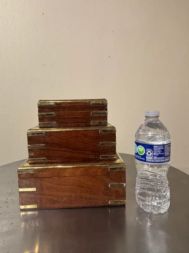 Set of Three 19th C Regency Anglo Indian Rosewood Boxes with Brass Mounts