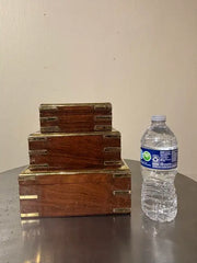Set of Three 19th C Regency Anglo Indian Rosewood Boxes with Brass Mounts
