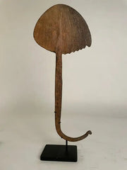 Pair of African Iron Bandaka Hoe Currency, Mounted on Custom Steel Bases