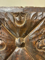 17th Century Spanish Carved Walnut Door Panel on Baroque, Hand-Carved, Steel Base