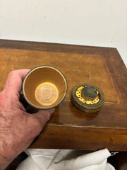 Early 20th Century Leather Dice Cup with 7 Dice Inset into the Top
