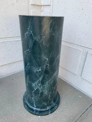 Monumental Neoclassical Column Form Faux Green Marble Painted Wood Pedestal
