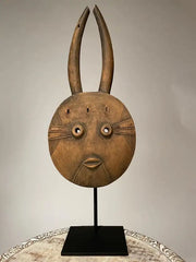 African Goli Style Tribal Mask Mounted on a Custom Steel Base