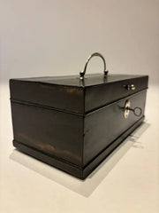 19th Century Dutch Ebony Box With Silver Mounts and Hinges