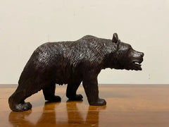 19th Century Swiss Black Forest Carved and Stained Walnut Bear