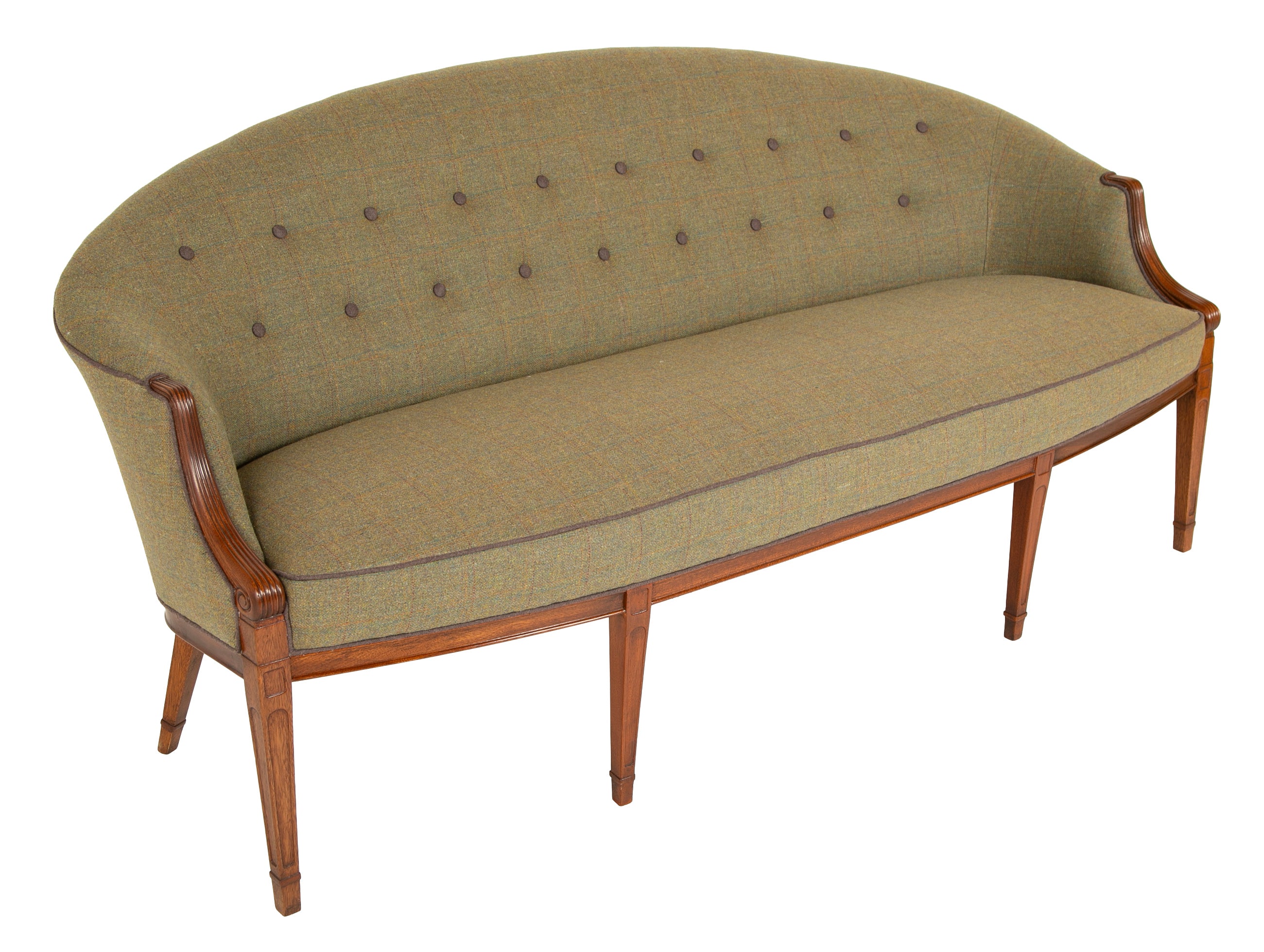 Frits Henningsen Danish Tufted Upholstery and Mahogany Sofa