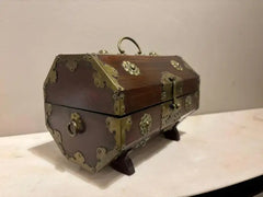 19th Century Chinese Rosewood Octagonal Box with Brass Mounts
