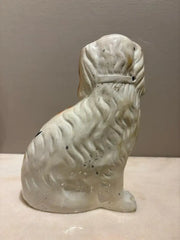 Pair of Antique English Staffordshire Glazed Ceramic Spaniels