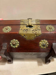 19th Century Chinese Rosewood Octagonal Box with Brass Mounts