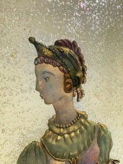 Pair of Italian Mid-Century Modern Reverse Glass Paintings of Royalty
