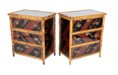 Pair of Bamboo & Chinoiserie Chest of Drawers