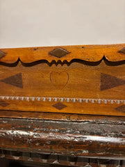 19th Century Folk Art Box with Inlaid Hearts