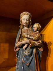 16th Century Style French Painted and Gilt Wood Virgin and Child