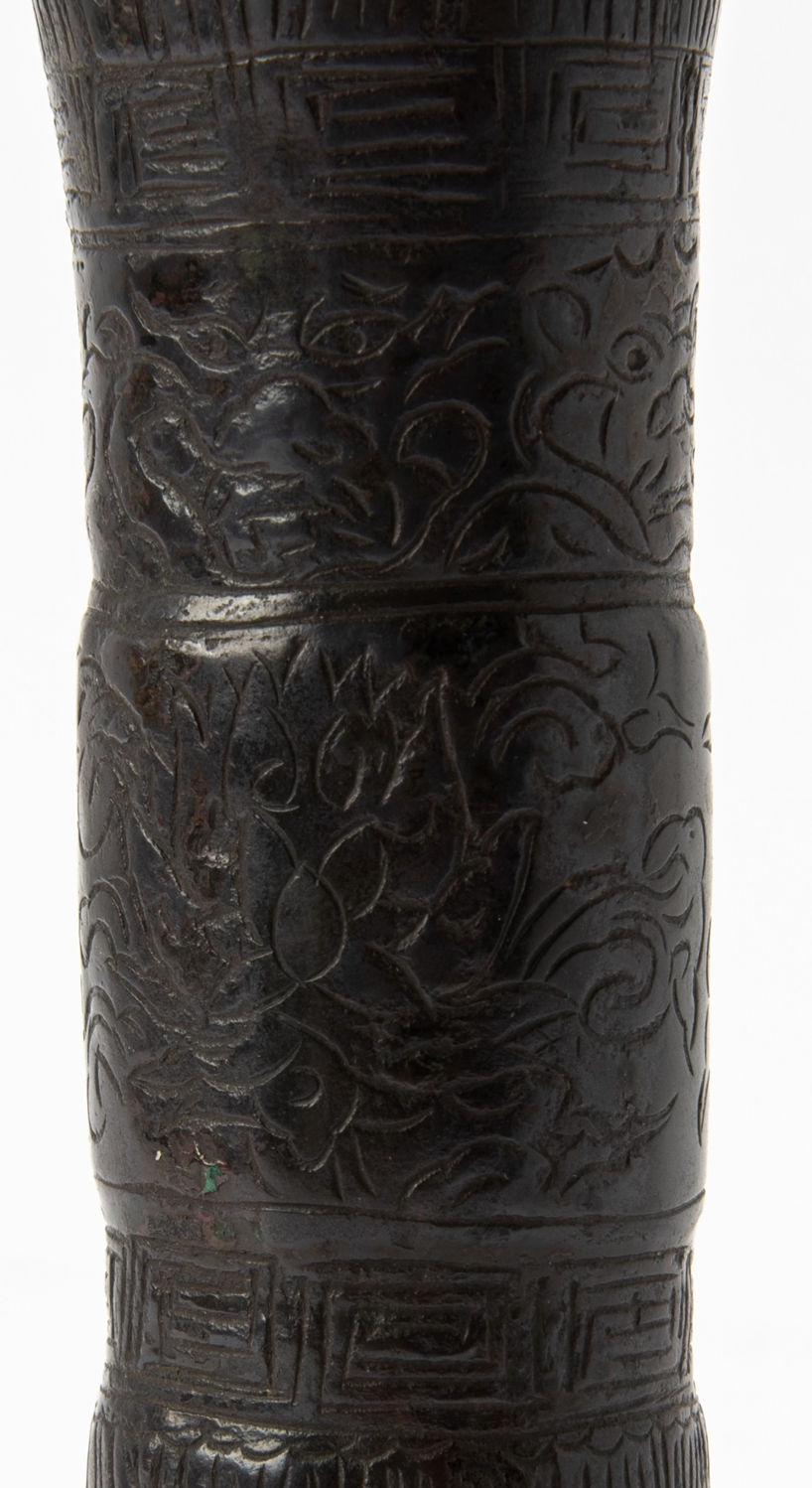 A Late Ming - Early Qing Chinese Cast Bronze Gu Vase,