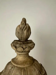 Pair 19th Century Neoclassical Style Italian Plaster Urns with Flame Finials