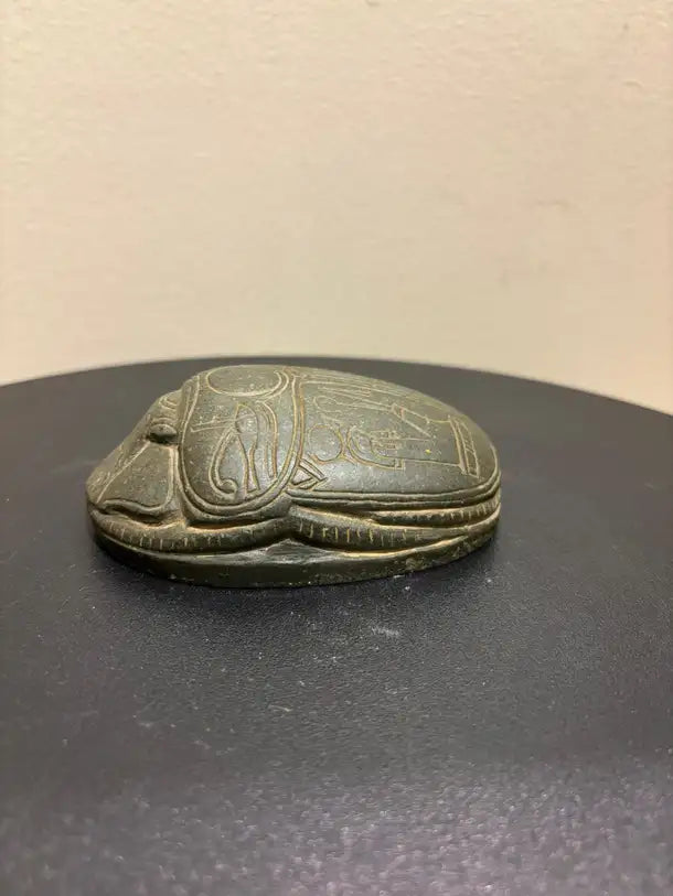 Grand Tour Egyptian Scarab of Carved Steatite with Hieroglyphics