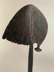 Pair of African Iron Bandaka Hoe Currency, Mounted on Custom Steel Bases