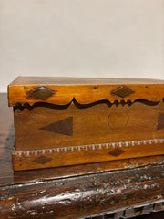 19th Century Folk Art Box with Inlaid Hearts