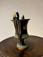Ancient Greek Style Hand Painted Kantharos, Drinking Cup with High Handles