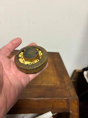 Early 20th Century Leather Dice Cup with 7 Dice Inset into the Top