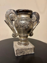 Pair 18th Italian Century Carved Silver Gilt Two Handled Urns