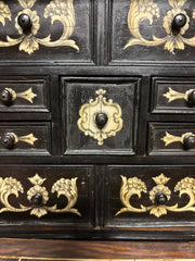 17th Century Dutch Baroque Rosewood Chest with Etched Bone Inlay