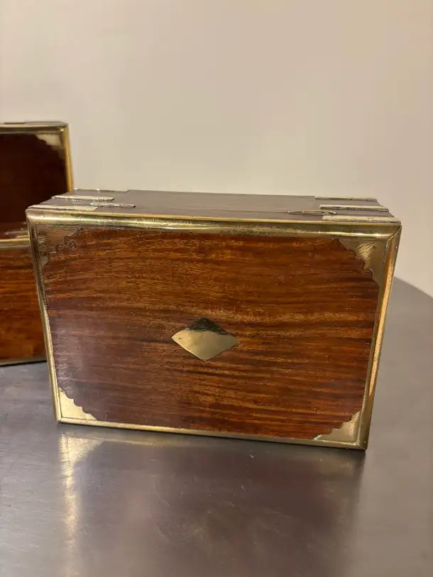 Set of Three 19th C Regency Anglo Indian Rosewood Boxes with Brass Mounts