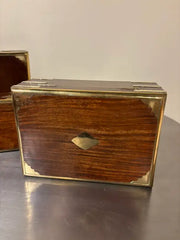 Set of Three 19th C Regency Anglo Indian Rosewood Boxes with Brass Mounts