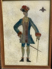 Pair of Italian Mid-Century Modern Reverse Glass Paintings of Royalty