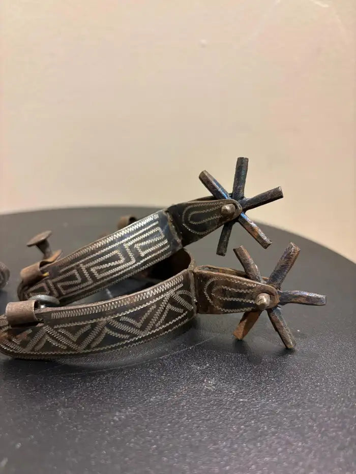 Spanish Colonial Etched Steel Spurs, Circa 1800