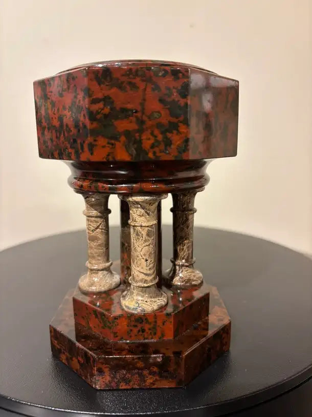 19th Century Italian Hardstone Urn Miniature Font Signed and Dated 1834