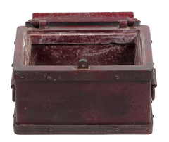 Late 19th Century Painted Red Iron Lock Box